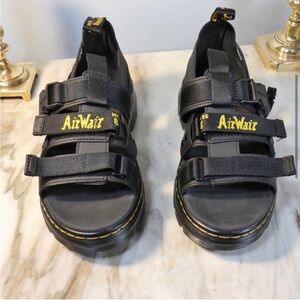 Dr. Martens Black Sandals with Yellow Accents NEW NEVER WORN